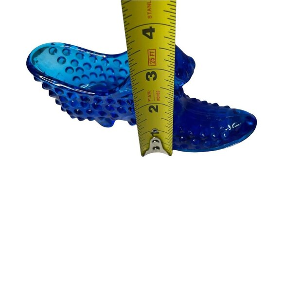 Vintage Fenton Colonial Blue Hobnail Glass Cat Head Slipper Shoe Figurine 5-7/8" - Picture 7 of 7